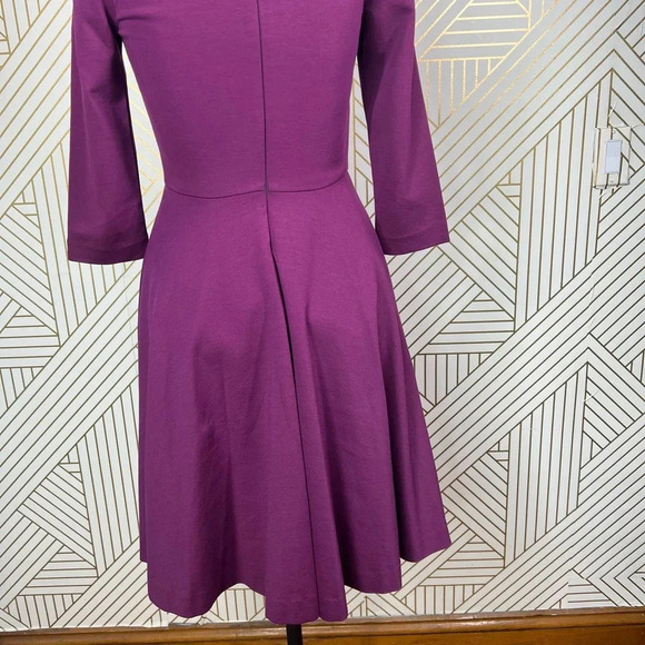 Boden Irene Fit & Flare 3/4 Sleeve Cotton Dress in Purple Size US 2R - Picture 10 of 12